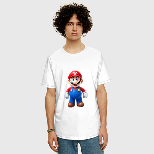 Мужская футболка оверсайз Супер марио - король грибного королевства / Белый – фото 3