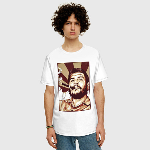 Мужская футболка оверсайз Эрнесто - портрет / Белый – фото 3