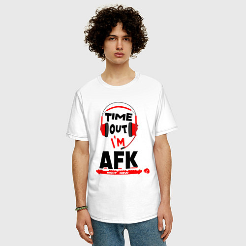 Мужская футболка оверсайз AFK - away from the keyboard / Белый – фото 3