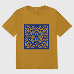 Мужская футболка оверсайз Азулежу синий узор