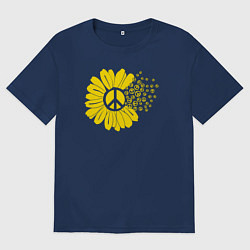 Футболка оверсайз мужская Цветок мира, цвет: тёмно-синий