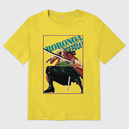 Мужская футболка оверсайз Ророноа Зоро из аниме One Piece / Желтый – фото 1