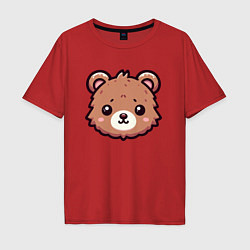 Футболка оверсайз мужская Мордочка медведя, цвет: красный