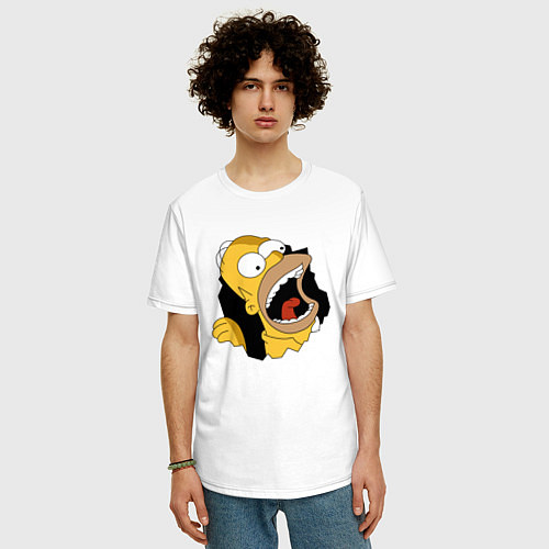 Мужская футболка оверсайз Гомер - Симпсоны / Белый – фото 3