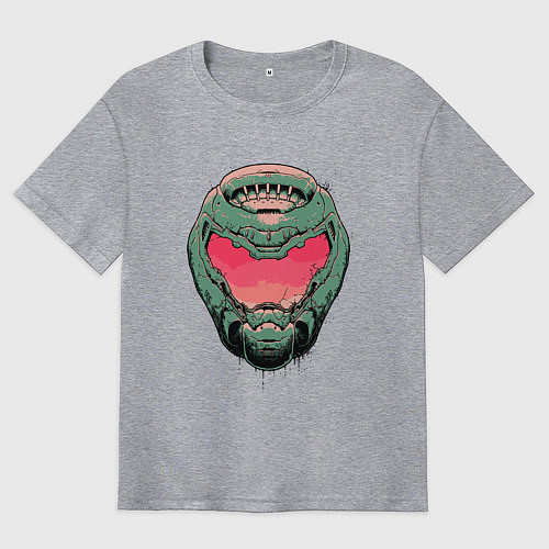 Мужская футболка оверсайз Pink Doomguy / Меланж – фото 1