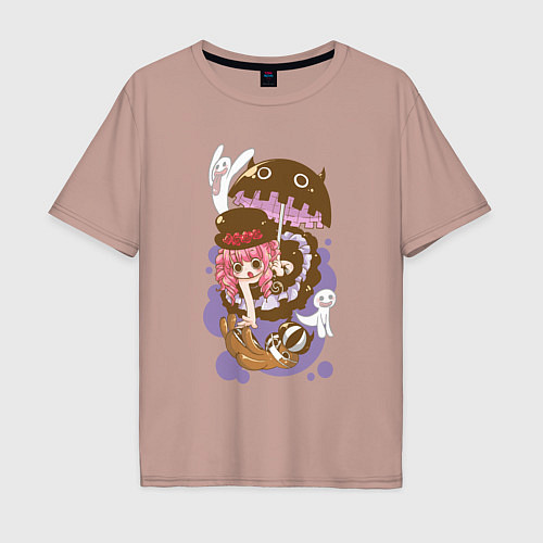 Мужская футболка оверсайз Перона чиби - One Piece / Пыльно-розовый – фото 1