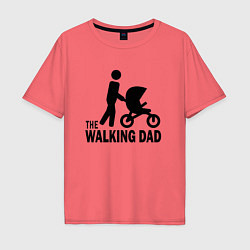 Футболка оверсайз мужская The walking dad with child, цвет: коралловый