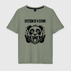 Футболка оверсайз мужская System of a Down - rock panda, цвет: авокадо