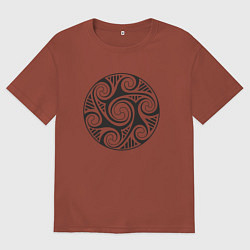Футболка оверсайз мужская Круглый кельтский узор, цвет: кирпичный