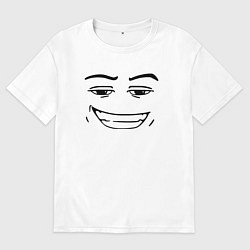 Футболка оверсайз мужская Роблокс лицо улыбка, цвет: белый