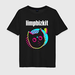 Футболка оверсайз мужская Limp Bizkit rock star cat, цвет: черный