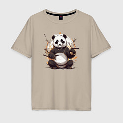 Футболка оверсайз мужская Спокойствие панды, цвет: миндальный