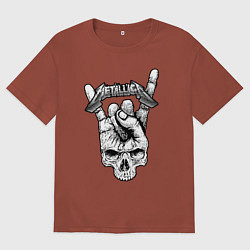 Футболка оверсайз мужская Metallica hand, цвет: кирпичный