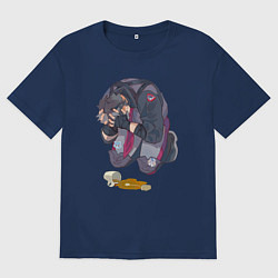 Футболка оверсайз мужская Oh no, my tea - Wriothesley, цвет: тёмно-синий