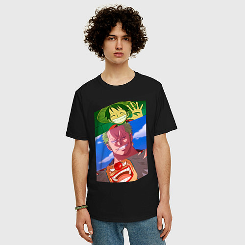 Мужская футболка оверсайз Персонажи Ван Пис / Черный – фото 3