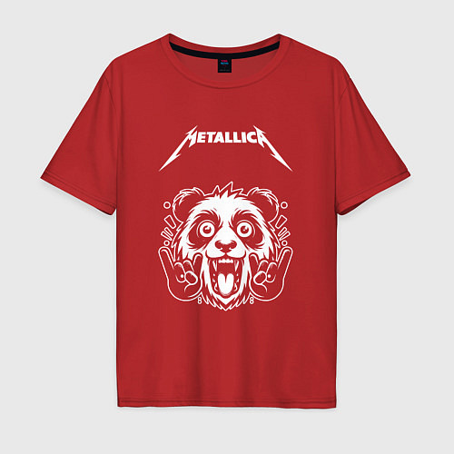 Мужская футболка оверсайз Metallica rock panda / Красный – фото 1