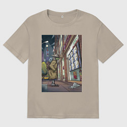 Футболка оверсайз мужская Странник дома - Нью-Йорк, цвет: миндальный