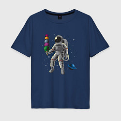 Футболка оверсайз мужская Космонавт мороженое, цвет: тёмно-синий