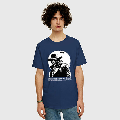 Мужская футболка оверсайз Dark Tower Роланд Дискейн / Тёмно-синий – фото 3