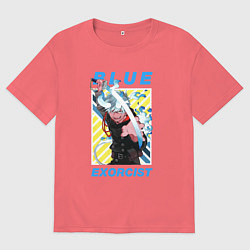 Футболка оверсайз мужская Рин - Синий экзорцист, цвет: коралловый