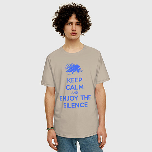 Мужская футболка оверсайз Keep calm and enjoy the silence / Миндальный – фото 3