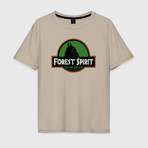 Мужская футболка оверсайз Тоторо дух леса / Миндальный – фото 1