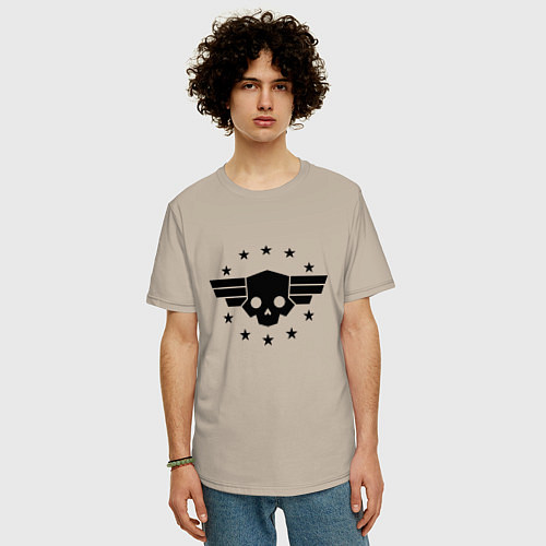 Мужская футболка оверсайз Helldivers 2: Stars Logo / Миндальный – фото 3