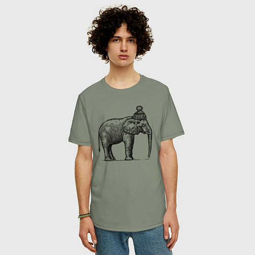 Мужская футболка оверсайз Слону холодно / Авокадо – фото 3