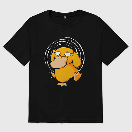 Мужская футболка оверсайз Желтая утка псидак / Черный – фото 1