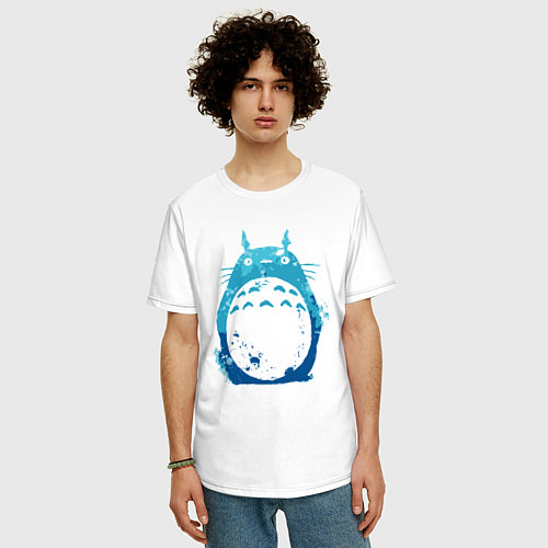 Мужская футболка оверсайз Blue Totoro / Белый – фото 3