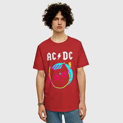 Футболка оверсайз мужская AC DC rock star cat, цвет: красный — фото 2