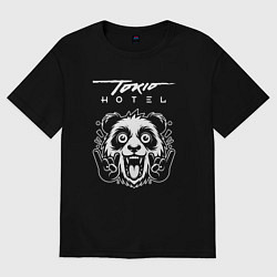 Футболка оверсайз мужская Tokio Hotel rock panda, цвет: черный
