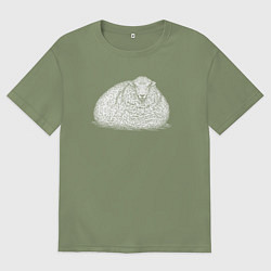 Футболка оверсайз мужская Ленивая овца, цвет: авокадо