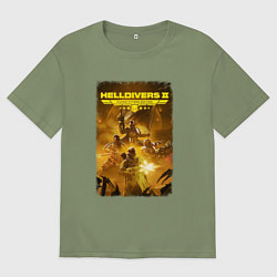Футболка оверсайз мужская Helldivers 2: Battleground, цвет: авокадо