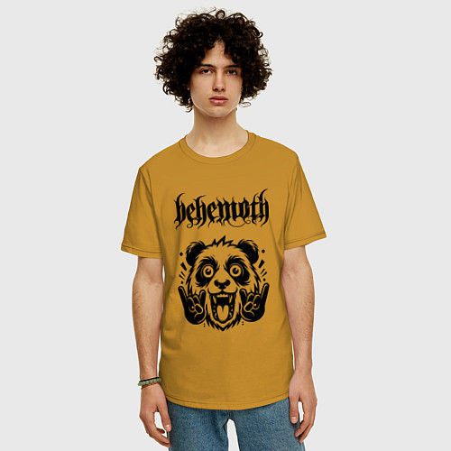 Мужская футболка оверсайз Behemoth - rock panda / Горчичный – фото 3