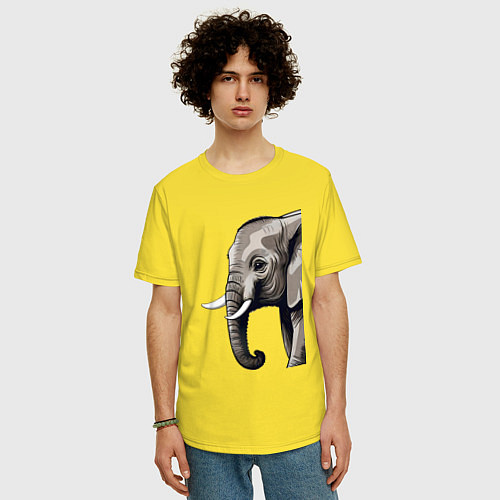 Мужская футболка оверсайз Большой африканский слон / Желтый – фото 3