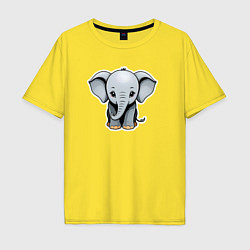 Футболка оверсайз мужская Веселый африканский слоненок, цвет: желтый
