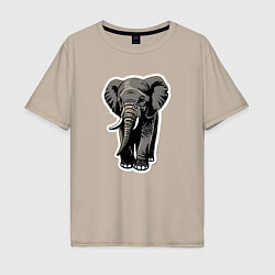 Футболка оверсайз мужская Большой африканский слон, цвет: миндальный