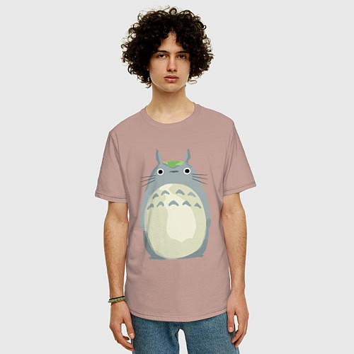 Мужская футболка оверсайз Neighbor Totoro / Пыльно-розовый – фото 3