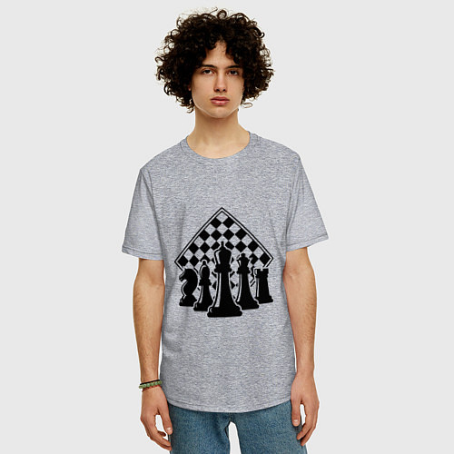 Мужская футболка оверсайз The chessboard / Меланж – фото 3