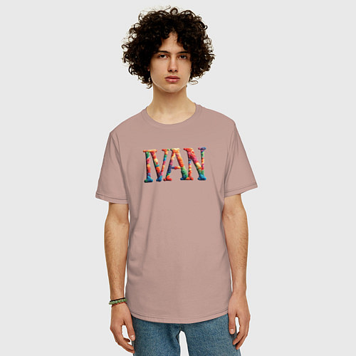 Мужская футболка оверсайз Ivan yarn art / Пыльно-розовый – фото 3