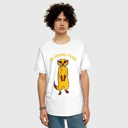Мужская футболка оверсайз Я вижу еду / Белый – фото 3