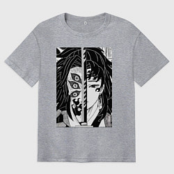 Футболка оверсайз мужская Клинок рассекающий демонов Ериичи Цугикуни Кокушиб, цвет: меланж