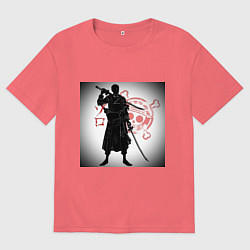 Футболка оверсайз мужская Ван Пис Зоро Ророноа, цвет: коралловый