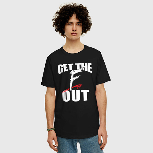 Мужская футболка оверсайз Wwe Get the F Out / Черный – фото 3
