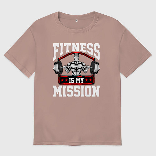Мужская футболка оверсайз Фитнес моя миссия / Пыльно-розовый – фото 1