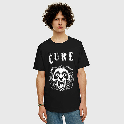 Мужская футболка оверсайз The Cure rock panda / Черный – фото 3