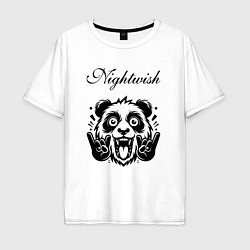 Футболка оверсайз мужская Nightwish - rock panda, цвет: белый