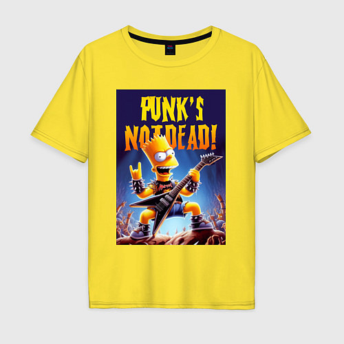 Мужская футболка оверсайз Bart Simpson - punks not dead / Желтый – фото 1