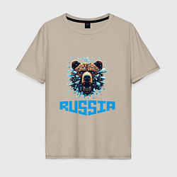 Футболка оверсайз мужская Russian bear head, цвет: миндальный